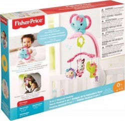 Fisher Price Móvil Músical 3 en 1 Amigos de la Naturaleza, Rosa